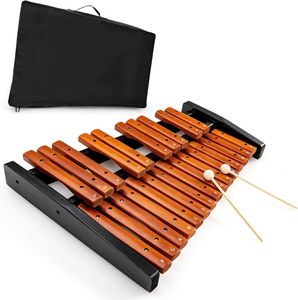 KOMFOTTEU Xylophon 25 Noten Holz, Glockenspiel mit 2 Schlägel, Handpercussion Schlaginstrument inkl. Tragetasche, Musikinstrument für Kinder Erwachsen