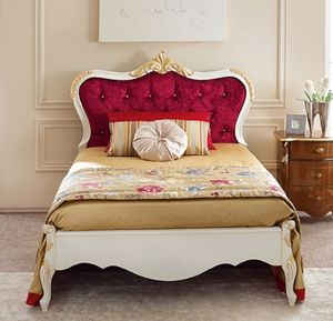Casa Padrino Luxus Barock Doppelbett Bordeauxrot / Weiß / Gold - Prunkvolles Massivholz Bett - Barock Schlafzimmer Möbel - Luxus Qualität -  Italy