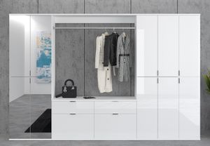 Garderoben Set Projekt X 1 | weiß Hochglanz / Spiegeltüren | 4-teilig