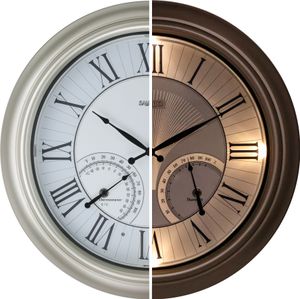 Beleuchtete Wanduhr für den Innen- und Außenbereich, wasserdicht, große Uhr mit Thermometer und Hygrometer für Garten, Terrasse, Pool,