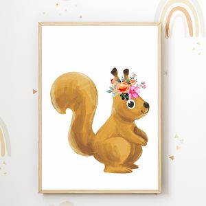 Eichhörnchen Bild DIN A4 Kinderzimmer Wandbild Deko Babyzimmer Poster