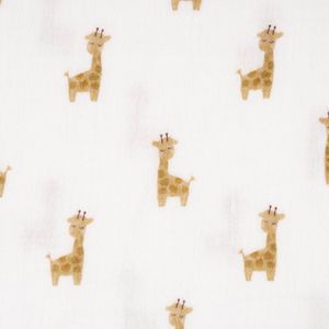 Double Gauze Musselin Digitaldruck Organic Bio Baby Giraffen weiß ocker 1,35m Breite