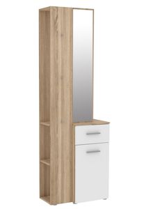 Furniture24 Garderobe Lothal CHQD01 Diele Schuschrank Flurgarderobe 1 Tür 1 Schublade Spiegel