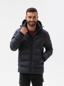 Ombre - Męska pikowana kurtka zimowa C519 BLACK XXL