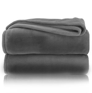 heimtexland ® Kuscheldecke SUPER SOFT Flanell Wohndecke Decke Universell Sofa Garten Unterwegs Typ380 Grau 170 x 130 cm