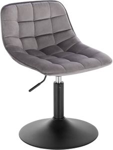 WOLTU 1x barová stolička Barová stolička Výškovo nastaviteľná kuchynská stolička s operadlom 360° Otočná stolička Velvet, tmavo sivá