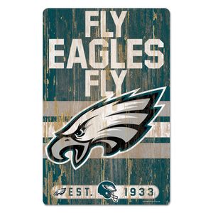 NFL Philadelphia Eagles Slogan Wood Sign Holzschild Holz 43x28cm Fly Eagles Fly