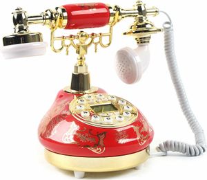 Retro Telefon Ceramiczny Styl Vintage Pokrętło Wybieranie Dekoracja Biurko Telefon stacjonarny Telefon Domowy Nostalgia Dekoracja Stołu Antyczny Prezent