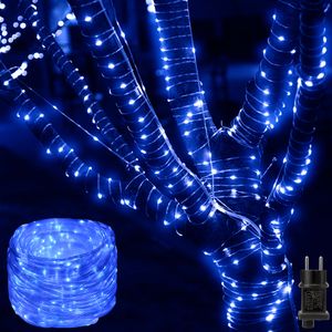 10M Led Lichterkette Außen Strom, Outdoor Wasserdicht 8 Modi  PVC Lichtschlauch Garten Balkon Party Deko, Blau