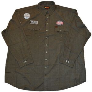 Übergrößen Flanell-Hemd im Military Stil KAMRO Khaki 7XL
