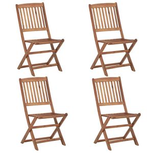 4-er Set Klappbare Gartenstühle, ergonomischer Holzstuhl Campingstuhl Terassenstuhl, für Garten & Balkon, Massivholz Akazie7520