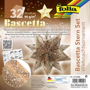 folia Faltblätter Bascetta-Stern "Ornament 2" 200 x 200 mm 32 Blatt kupfer weiß