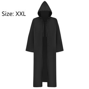 Halloween Gothic Cape Cod Kostým Středověký plášť s kapucí Látkový halloweenský kostým pro muže a ženy, černý, XXL