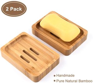 2 Stück Natürliche hölzerne Bambus Seifenschale Holz Dusche Handgefertigte Seifenkiste Seifen Box Für Seife Scrubber Schwämme Waschbeckenablage
