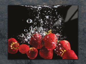 Schneidebrett Herdabdeckplatte Multiglasschneidplatte 40x30 cm Erdbeeren Schwarz