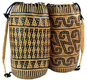 Geflochtener Indonesischer Ethno Rucksack, Uni - Erwachsene, Mehrfarbig, Bast, 36*16*16 cm, Ausgefallene Stofftasche