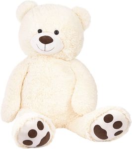 BRUBAKER XXL Teddybär 100 cm groß - Weiß - Stofftier Plüschtier Kuscheltier