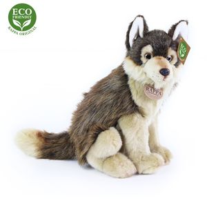 RAPPA Plyšový vlk na sedenie 28 cm ECO-FRIENDLY
