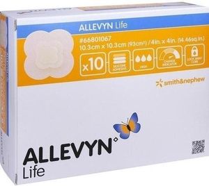 Allevyn Life 10,3x10,3 cm Silikónový penový obväz 10 ks