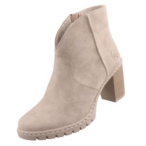 Rieker Damen Stiefelette Blockabsatz Reißverschluss Y2553, Größe:39 EU, Farbe:Beige