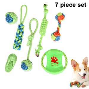Spielzeug Hund Seil, Hergestellt aus 100% Natürlicher Baumwolle Hunde Intelligenz Entwickeln Geeignet für Welpen und Kleine Hunde Verschiedene Hundebälle Welpenspielzeug Seil (7-Teiliges Set)