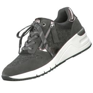 Tamaris Damen Low Sneaker Low Top 1-23702-27 Grau 233 Grey Felt comb Leder/Synthetik mit Removable Sock, Groesse:41 EU