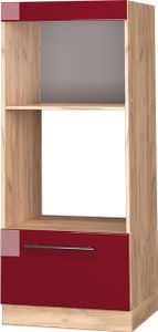 Vicco Mikrowellenschrank Fame-Line, 60 cm offen, Bordeaux Hochglanz/Goldkraft Eiche
