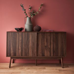 sweeek - Skandinavisches Sideboard mit Holzdekor - Dunkles Holz