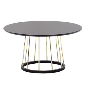 WOHNLING konferenční stolek kulatý 80x80x42 cm černozlatý rozkládací stolek kovový moderní, kulatý konferenční stolek obývací stůl, stůl obývací velký, konferenční stolek obývací stůl