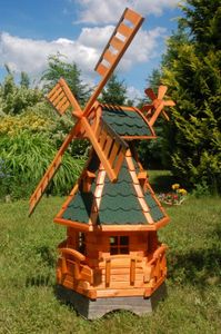 Windmühlen mit Beleuchtung – versch. Farben – Höhe 1,25 Meter, Farbe:Braun - Grün