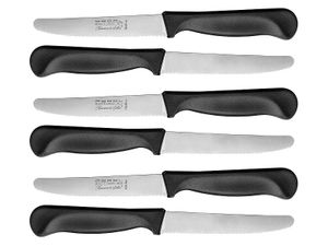 6 Brötchenmesser Frühstücksmesser Steakmesser Vespermesser SET mit Wellenschliff aus rostfreiem Chromstahl