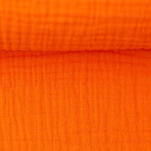 Musselin, Double Gauze Jenke **Restschrumpfwert ca. 10%** Meterware (10cm) Swafing Swafing Farben :  000423 uni, orange