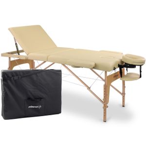 Avenolife Massagebett - Massageliege Klappbar Höhenverstellbar - Professioneller Massagetisch - Massagetisch Klappbar - Massage Bed - Bianca - Beige - Holz