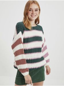 Grün-weiß gestreifter Oversize-Pullover für Damen Trendyol