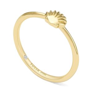 Fossil Ring Georgia Muschel für Damen aus Edelstahl, IP Gold