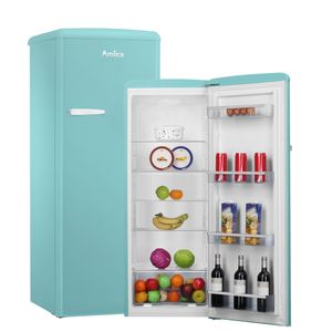 Amica VKSR 354 150 T, Vollraum-Kühlschrank im Retro Design, 144 cm Höhe, ice blue, Energieeffizienzklasse A++