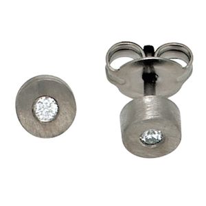 JOBO Ohrstecker Titan mattiert 2 Diamanten Brillanten 0,06ct. Ohrringe