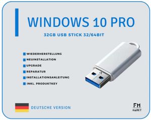 Windows 10 Professional Installations Usb-Stick  Bootfähig Reparatur Upgrade 32/64Bit + Lizenzkey