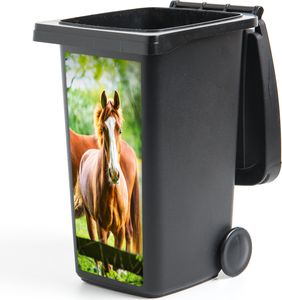 MuchoWow® Nálepka na odpadkový kôš - Kone - svetlo - lúka - 80x38x0.1cm