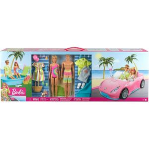 Mattel Barbie GJB71 Ken Puppe mit Cabrio Auto Pool Rutsche Badebekleidung Zubehör