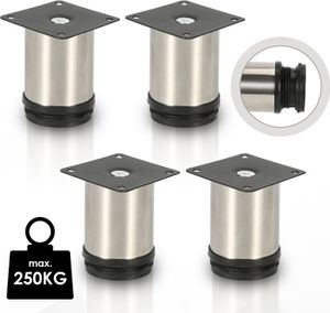 Fiqops 4X Möbelfüße Couch Stützfuß Schrankfuß Verstellbar Schrank Sofafuß Bettfüße-Edelstahl-120mm