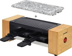 Syntrox Germany 2er Raclette für 2 Personen – Miniraclette mit emaillierter Steinplatte – Kompakt, Antihaftbeschichtung, ideal für romantische Abende und kleine Haushalte