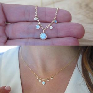 925 Sterling Silber Chocker cz Opal Schmuck Kette Frauen atemberaubend schöne Opal Anhänger Halskette