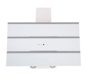 CASA 80W ECO 80cm, weiß lackierte Dunstabzugshaube der Marke F.BAYER, kopffreie Wandhaube mit Weißglasfront und Sensorsteuerung, 700m³/h, EEK B, LED