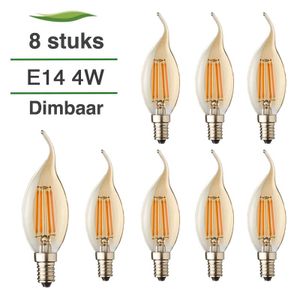8-er Set LED-Kerzenglühbirnen Flamme E14 | 4 Watt dimmbar | 2500K warm weiß | Rustique Finish | Filament | Lybardo