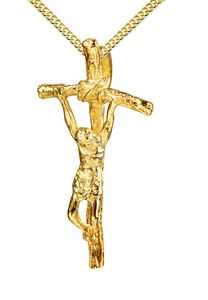 Kreuzkette vergoldet Silber-kreuz Jesus Christus Kruzifix für Damen und Herren als Kettenanhänger mit Schmuck-Etui und Halskette