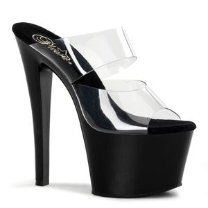 SKY-302 Damen Slipper von Pleaser, Transparent Schwarz , EU 41, US 11