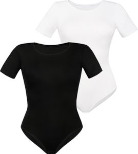 Teyli 2-pack: Dámské body s krátkým rukávem Shirty Female 2403-2_bl-wh multicoloured L