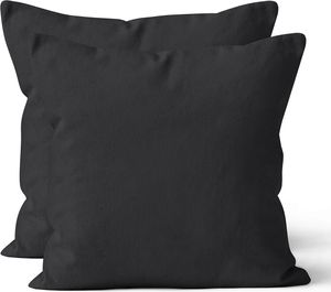 2 er Set Mikrofaser UNI Kissenhüllen Kissenbezüge Kopfkissenbezug 80x80 cm, Schwarz