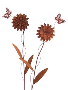 2er Set Gartenstecker Blume mit Schmetterling 70cm Rost Blumenstecker Gartendeko